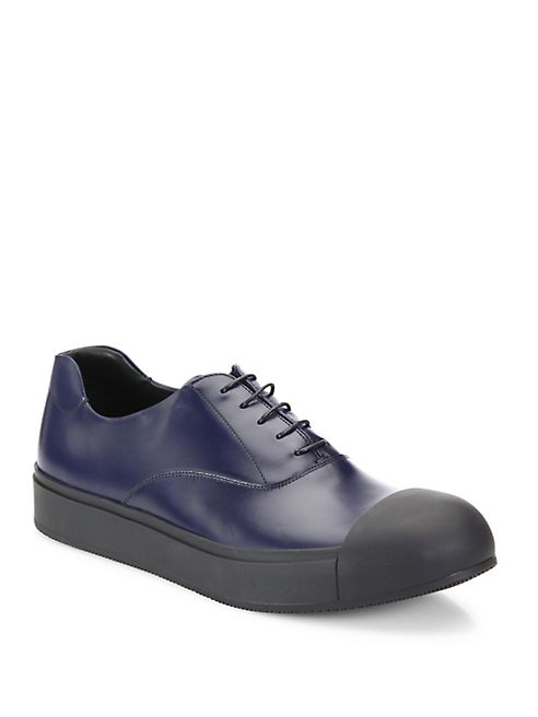 Prada - Spazzolato Leather Cap Toe Lace Up