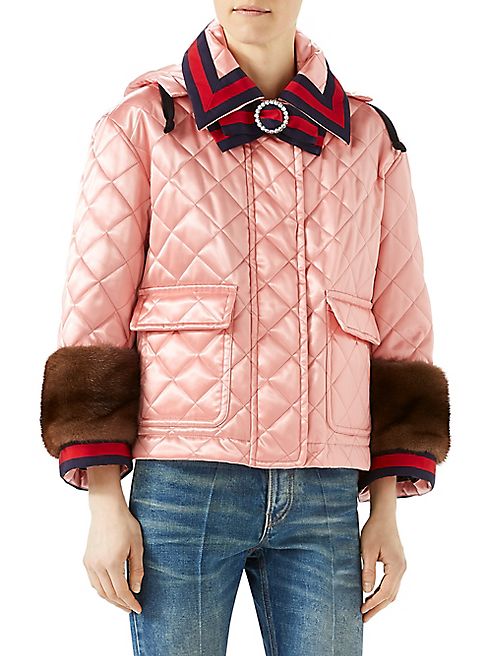 Gucci - Mink-Trim Quilted Jacket