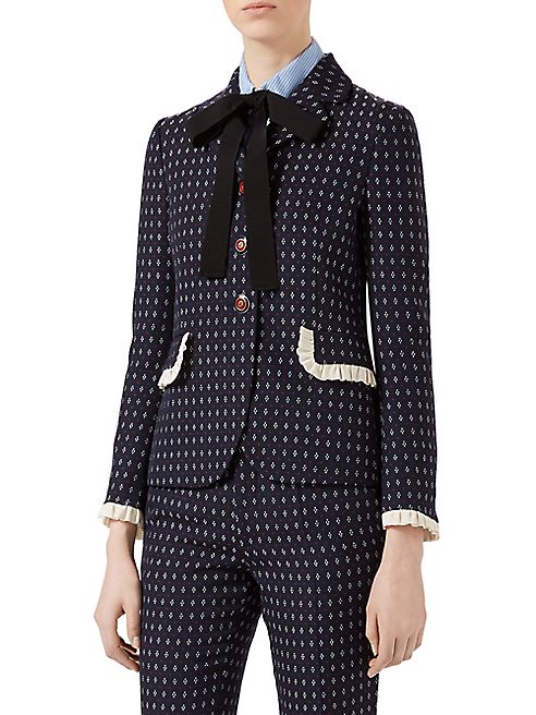 Gucci - Micro Geo-Print Wool Jacket