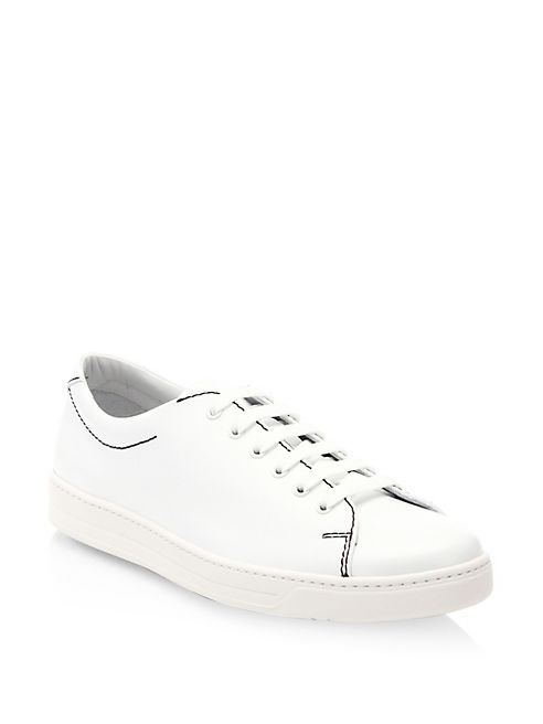 Prada - Tonal Leather Low-Top Sneakers