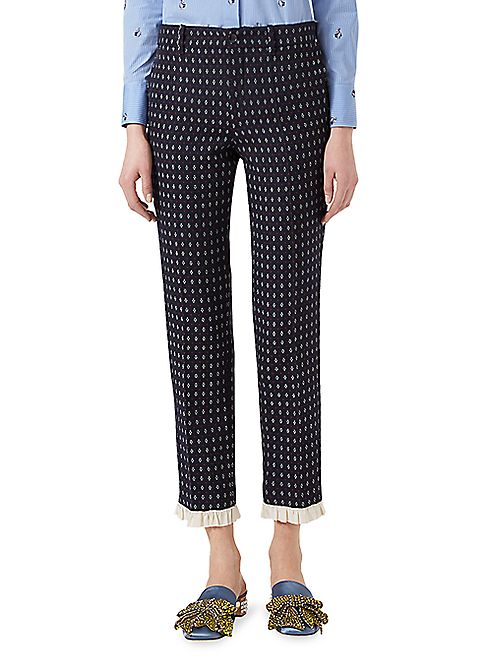 Gucci - Ruffled Micro Geo-Print Wool Pants