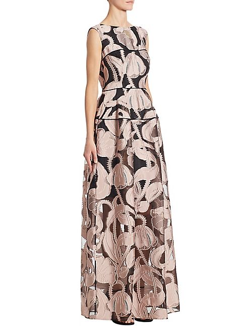 Talbot Runhof - Silk Marble-Print Gown