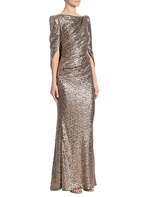 Talbot Runhof - Sequin Cape Gown