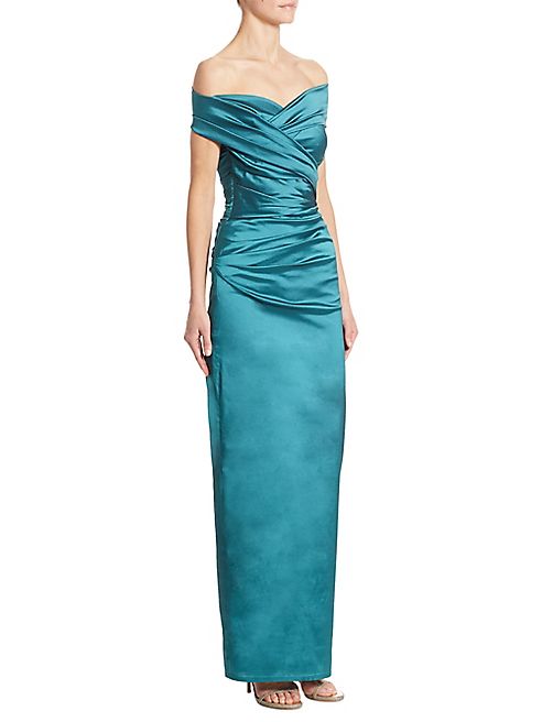 Talbot Runhof - Off-The-Shoulder Silk Gown