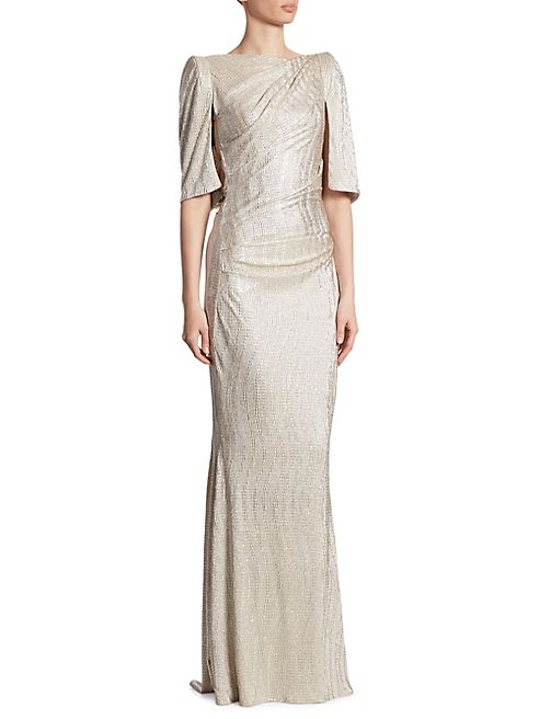 Talbot Runhof - Metallic Stretch Cloque Gown