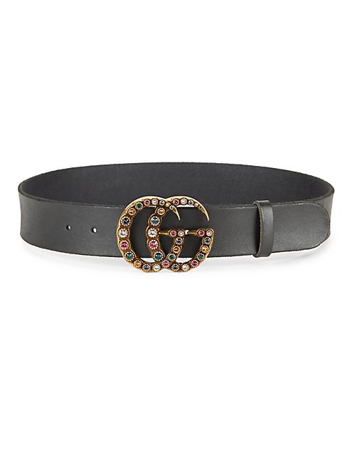 Gucci - Crystal GG Leather Belt