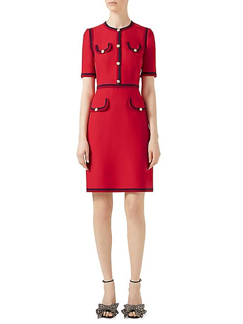 Gucci - Cady Pearl Button Wool & Silk Dress