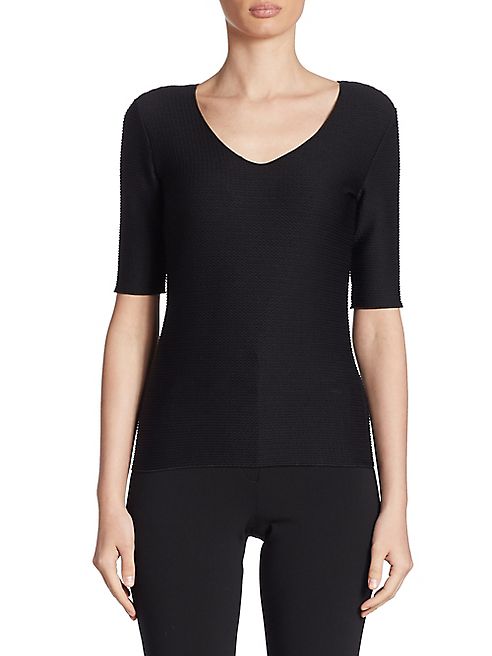 Armani Collezioni - Textured Jersey Elbow Sleeve Tee