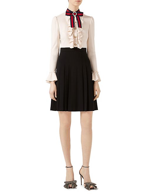 Gucci - Ruffle-Front Pleated Jersey Dress