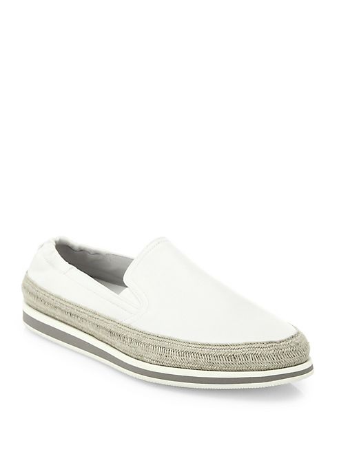 Prada - Nappa Leather Espadrille Slip-On Sneakers