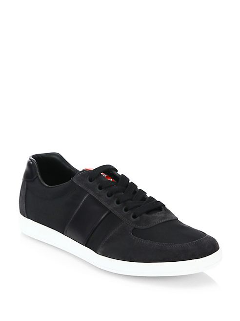 Prada - Suede Side Stripe Low-Top Sneakers