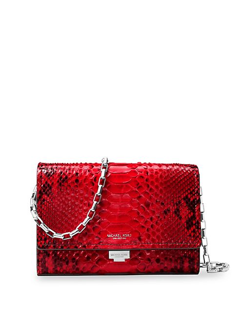 Michael Kors Collection - Yasmeen Python Small Leather Clutch