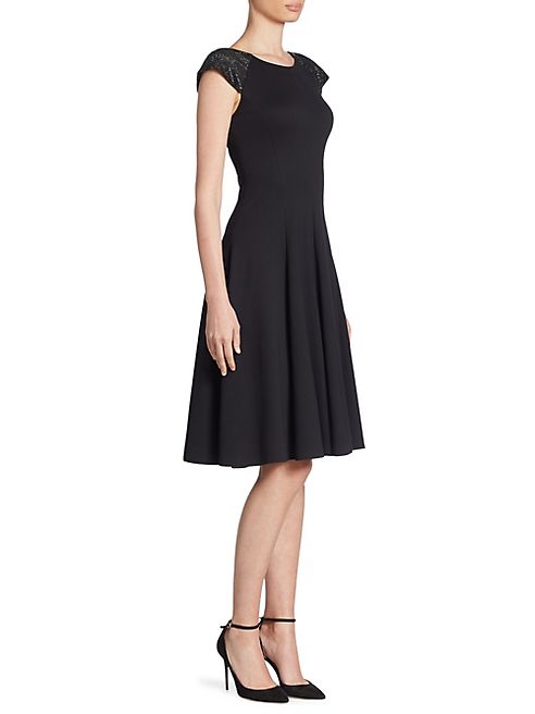 Armani Collezioni - Milano Jersey Beaded Shoulder Fit-&-Flare Dress