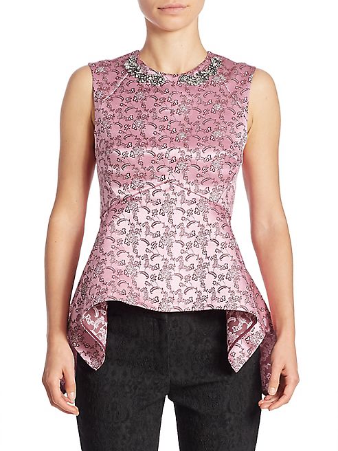 Erdem - Isla Beaded Peplum Top