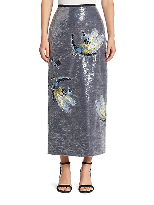 Erdem - Sacha Sequin Bird Skirt