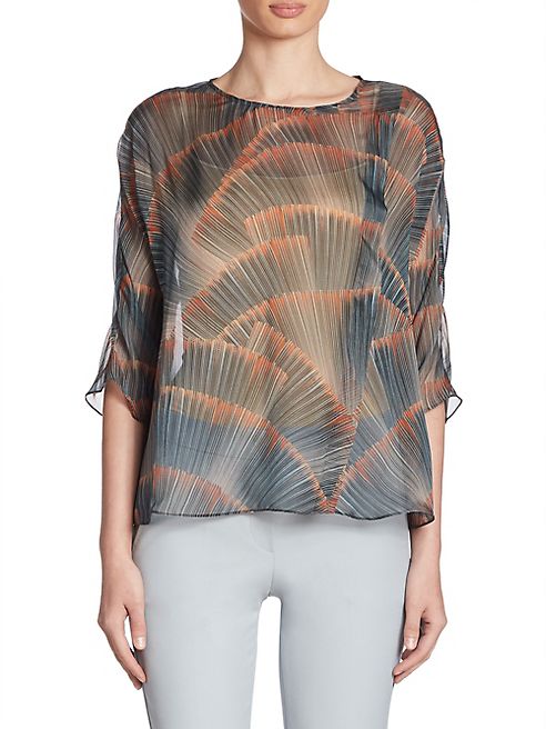 Armani Collezioni - Silk Feather-Print Blouse