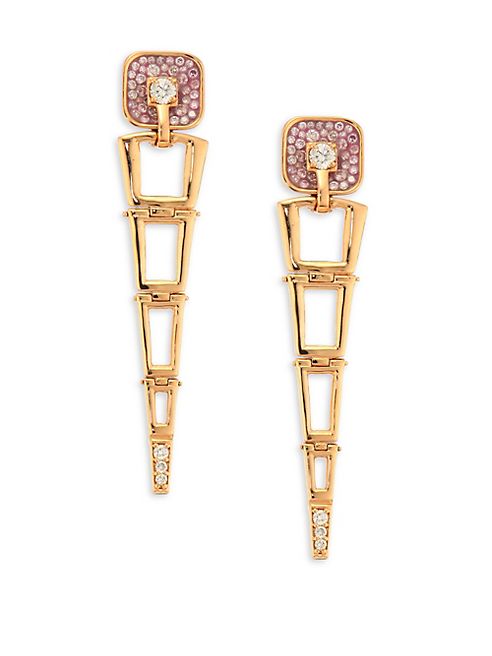 Plevé - Opus Pink Diamond & 18K Yellow Gold Egyptian Drop Earrings