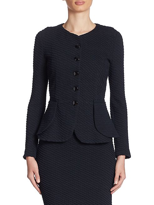 Armani Collezioni - Diagonal Jacquard Jersey Peplum Jacket