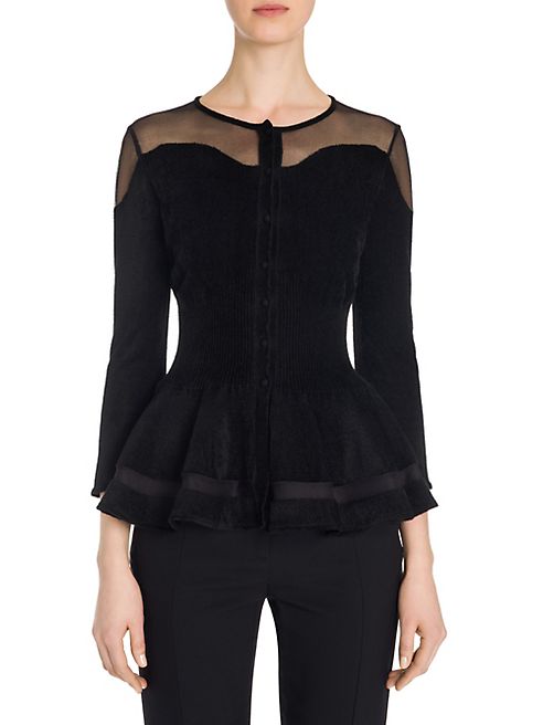 Alexander McQueen - Velvet Peplum Cardigan