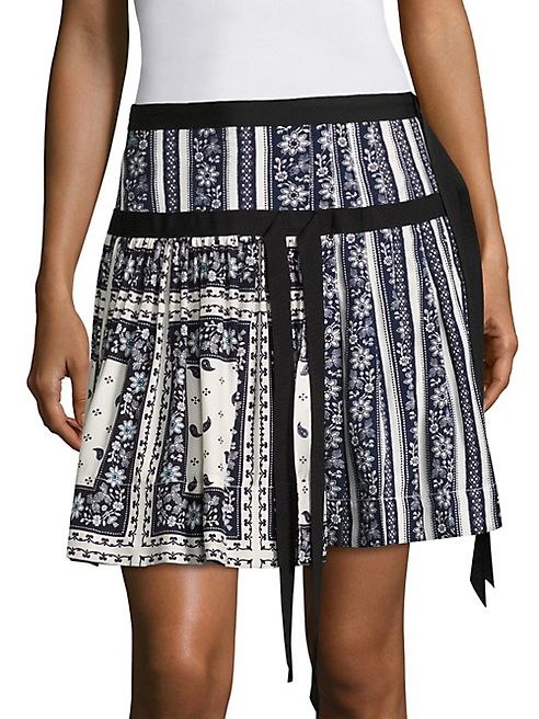 Cinq à Sept - Amory Pleated Scarf-Print Silk Skirt