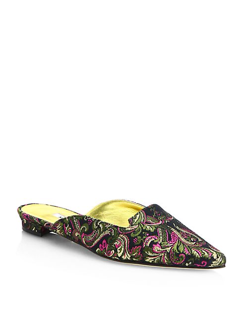 Manolo Blahnik - Ruby Embroidered Point Toe Mules