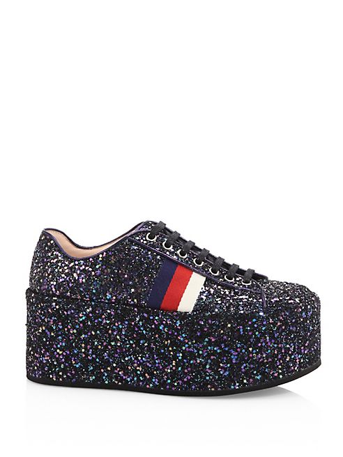 Gucci - Peggy Glitter Platform Sneakers