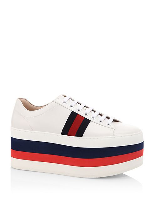 Gucci - Peggy Leather Rainbow Platform Sneakers