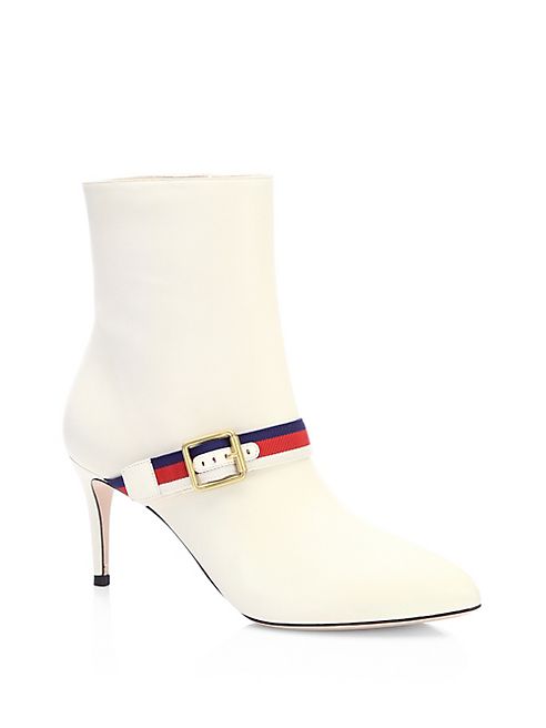 Gucci - Sylvie Web-Trim Leather Booties