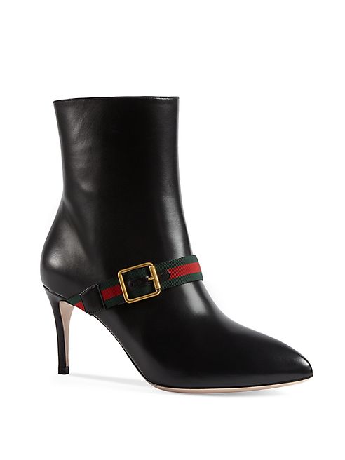 Gucci - Sylvie Leather Point Toe Booties