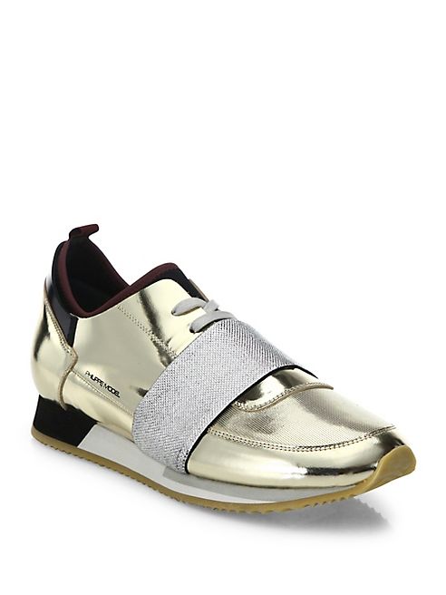 PHILIPPE MODEL - Metallic Leather Sneakers