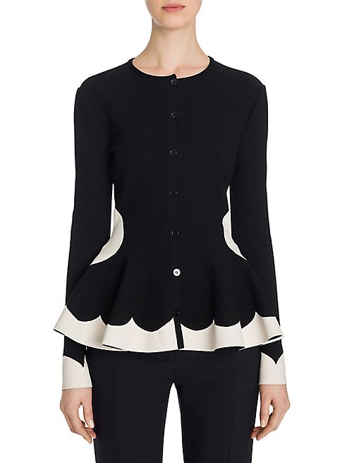 Alexander McQueen - Two-Tone Peplum Cardigan