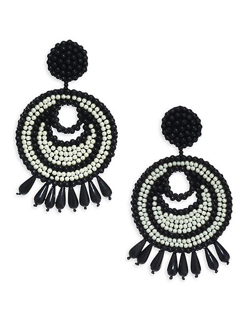 Kenneth Jay Lane - Seed Bead Gypsy Hoop Clip-On Earrings