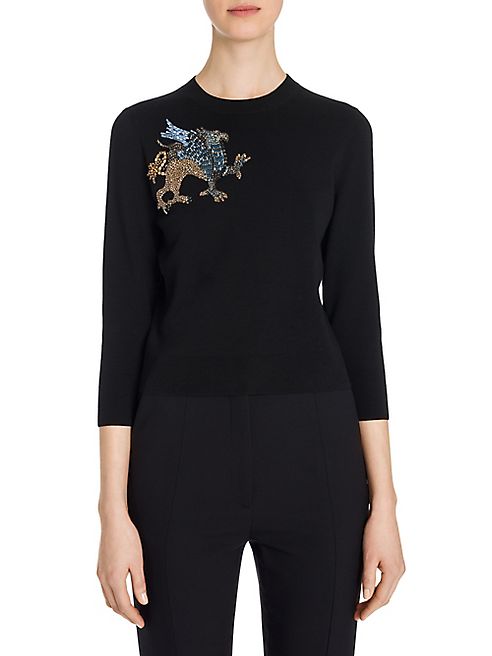 Alexander McQueen - Embellished Wool Crewneck Sweater