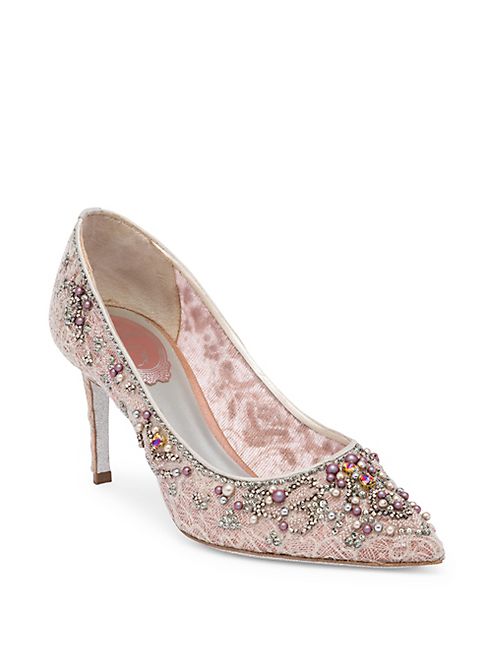 Rene Caovilla - Lace and Pearl Pumps