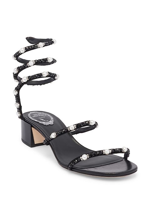 Rene Caovilla - Pearl and Crystal Ankle Wrap Sandals