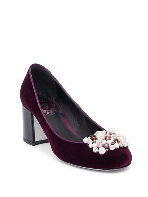 Rene Caovilla - Embellished Velvet Pumps