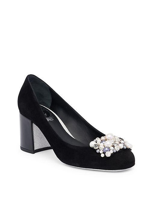 Rene Caovilla - Embellished Suede Pumps