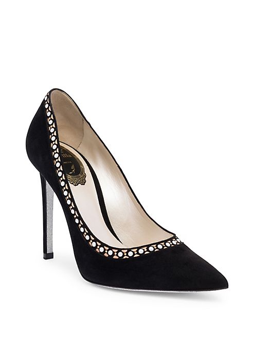 Rene Caovilla - Pearl Embellished Leather Pumps