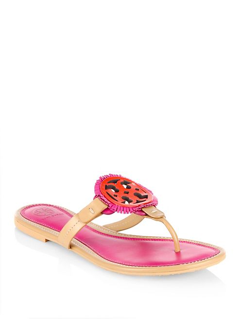 Tory Burch - Miller Fringe Leather Thong Sandals