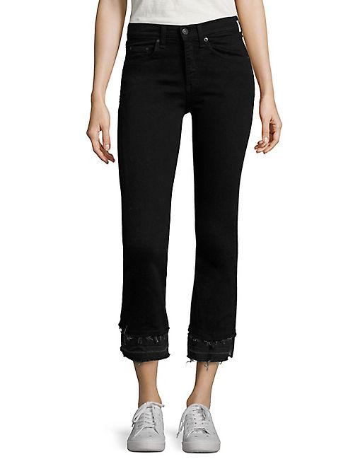 rag & bone/JEAN - Double Released Hem Cropped Flared Jeans/Coal