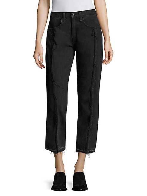 rag & bone/JEAN - Nouveau High-Rise Reconstructed Cropped Jeans/Black Magnolia