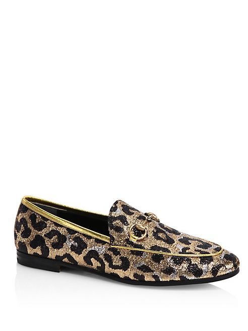 Gucci - New Jordaan Leopard Lurex Jacquard Loafers