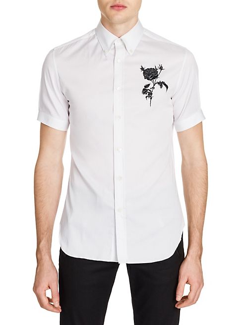 Alexander McQueen - Embroidered Optical Button-Down Shirt