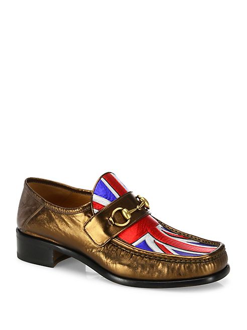 Gucci - Vegas Union Jack Metallic Leather Loafers