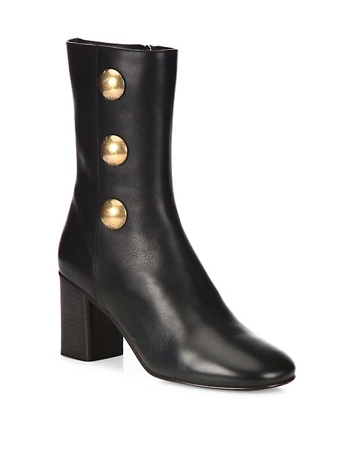 Chloé - Studded Leather Block Heel Ankle Boots