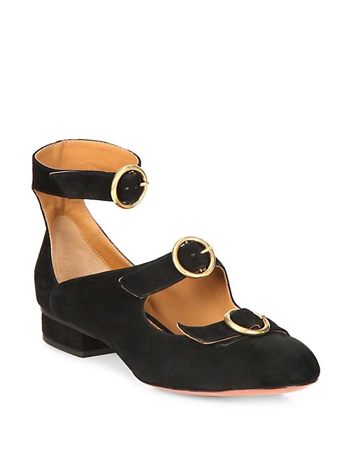 Chloé - Multi-Strap Suede Ballet Flats