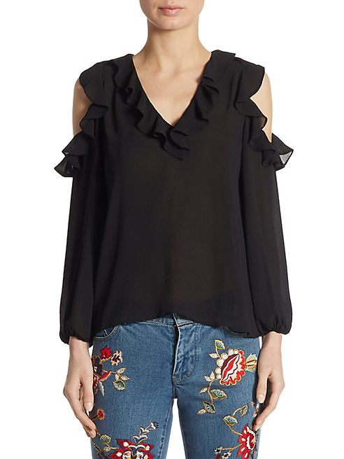 Alice + Olivia - Gia Ruffle Cold Shoulder Blouse