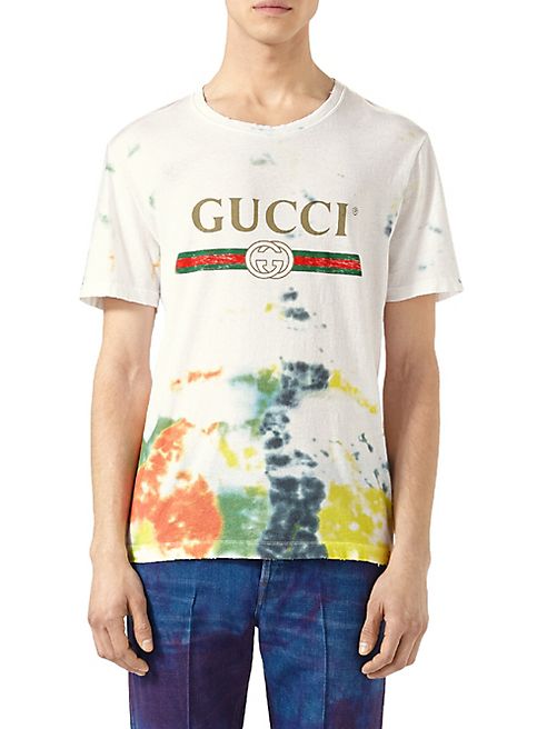 Gucci - Cotton Tie-Dye T-Shirt with Guci Print