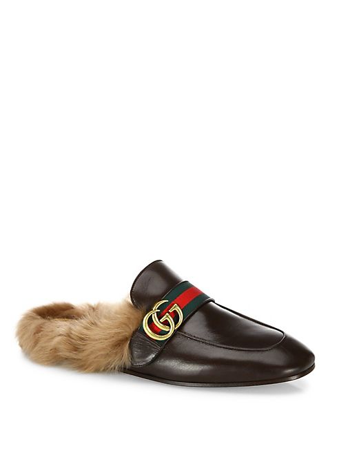 Gucci - New Princetown Fur & Leather Mules