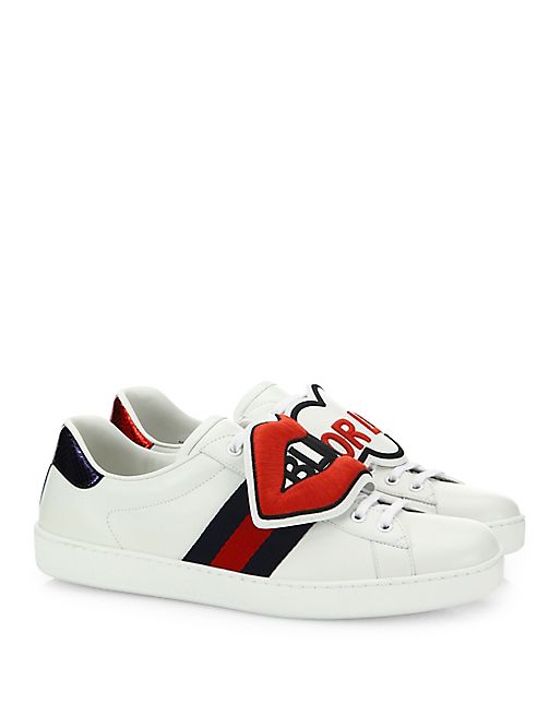 Gucci - New Ace Blind For Love Leather Sneakers